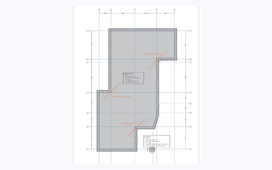 Plan de stabilité — fondations et structure béton, Farciennes